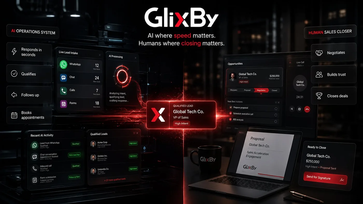 Glixby operations system: AI for speed and a human closer for sales